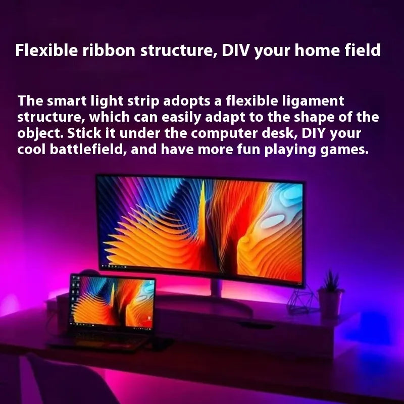 Volterexa AmbientSync LED Strip — RGBIC Screen & Music Reactive Lighting